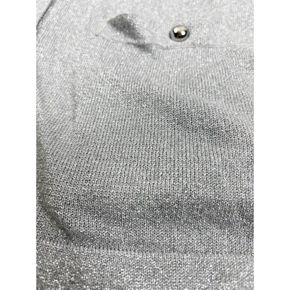 VTG Lisa Originals XL Silver Sparkly Button Up Cardigan Rayon Blend Metallic EUC - Picture 7 of 8